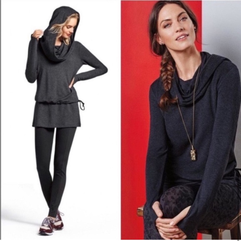 CAbi style #3231 Recess Topper Women's Charcoal Cowl Neck hoodie